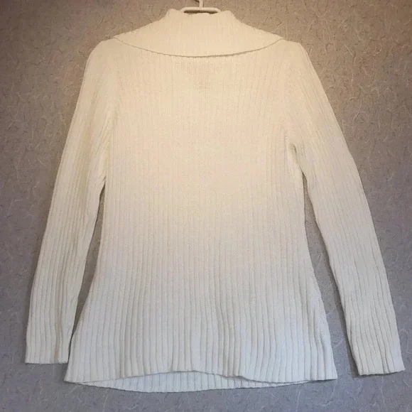 Liz Claiborne White Long Sleeve Cable Knit Pullover Sweater Size Large - Picture 10 of 12